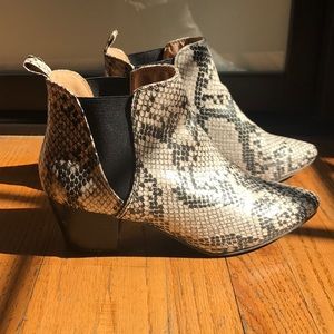 Snake skin ankle boots